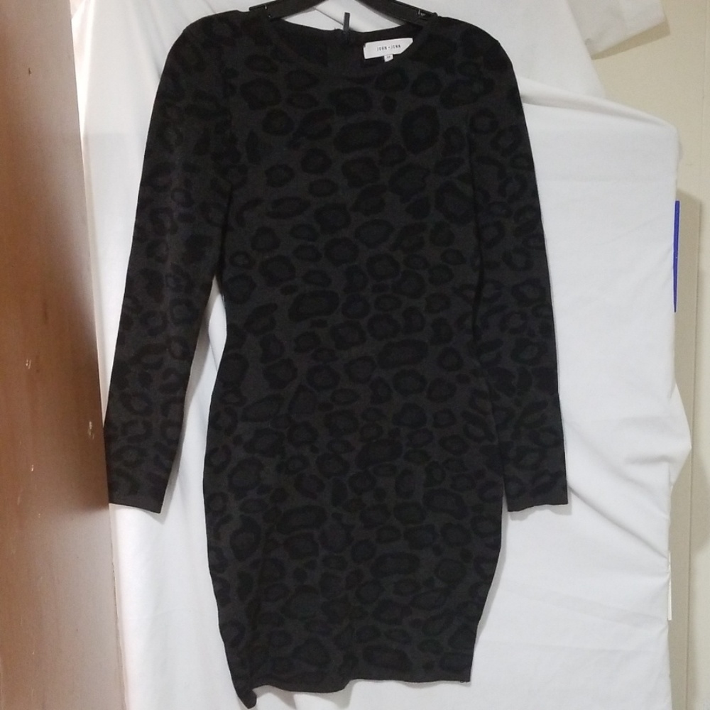 Ladies Petite Black and Gray Sweater Dress